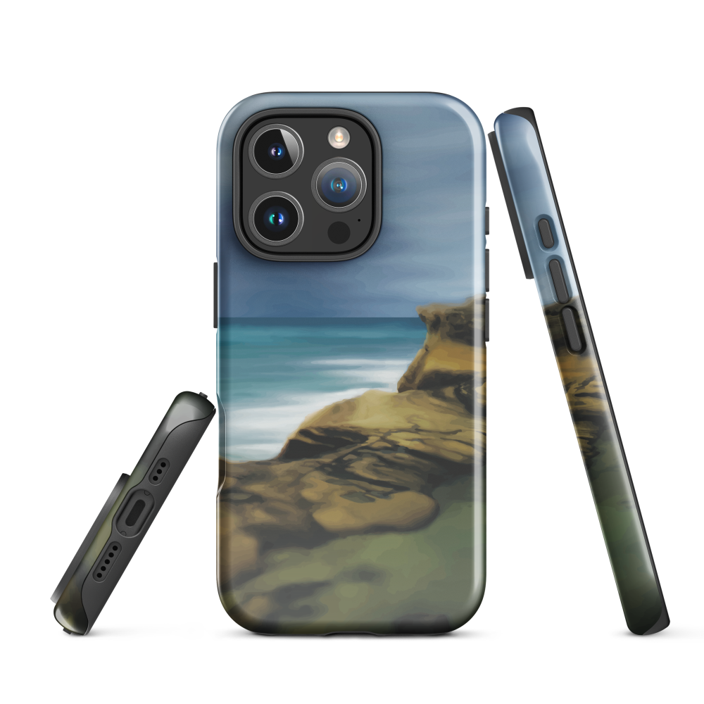 Castlepoint coastal phone case with cliffs, ocean and sky. New Zealand landscape art by designer Ben Hart.