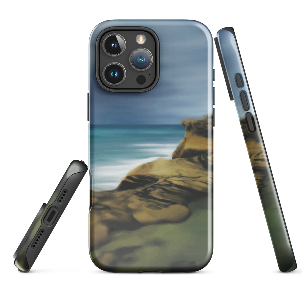 Castlepoint coastal phone case with cliffs, ocean and sky. New Zealand landscape art by designer Ben Hart.