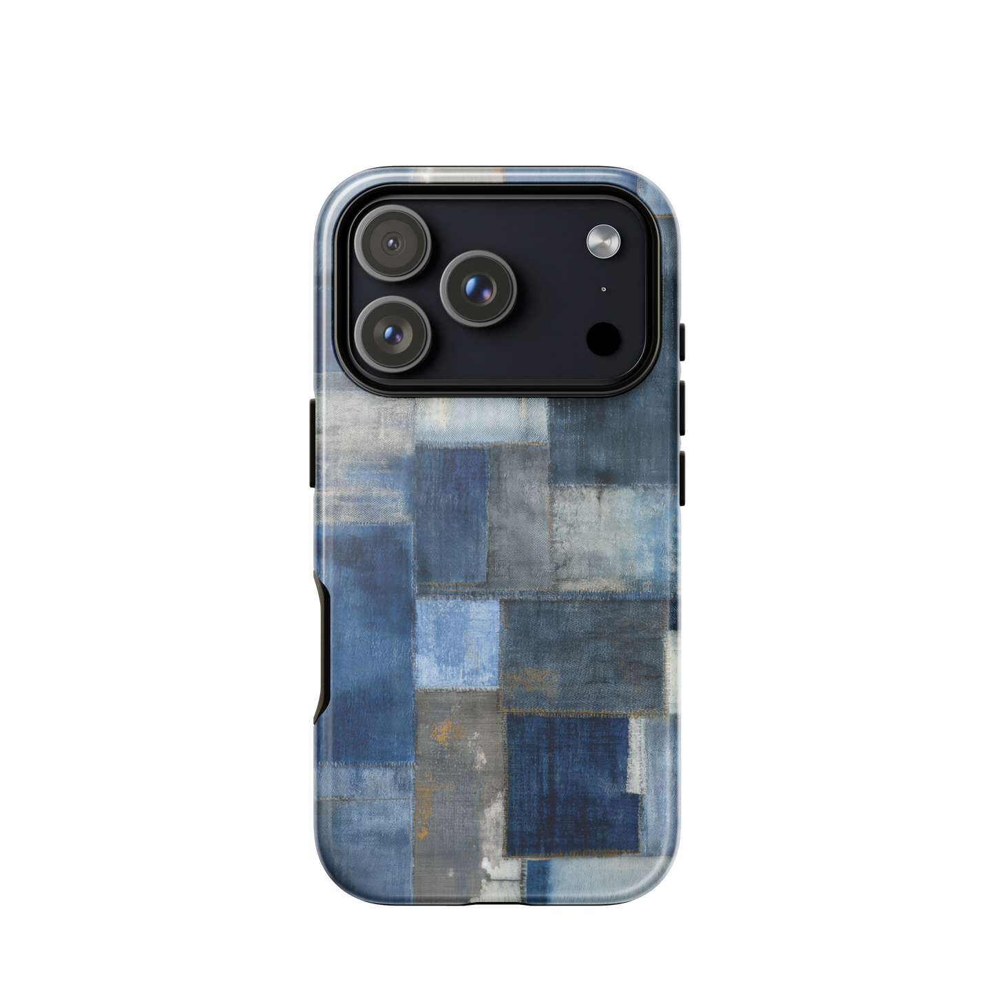 Indigo patchwork phone case | Textured blue design NZ