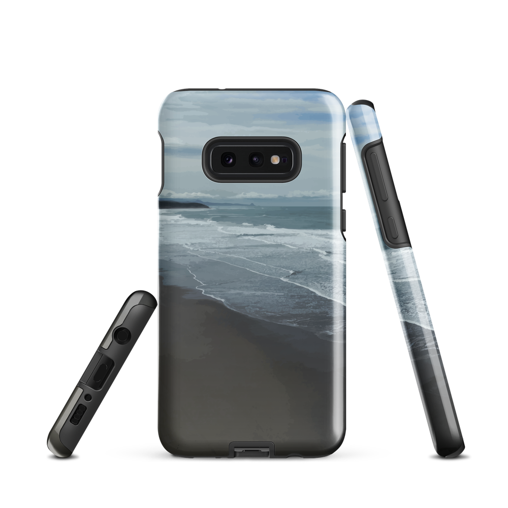 Phone case with a scenic photo of Riversdale Beach and ocean waves.