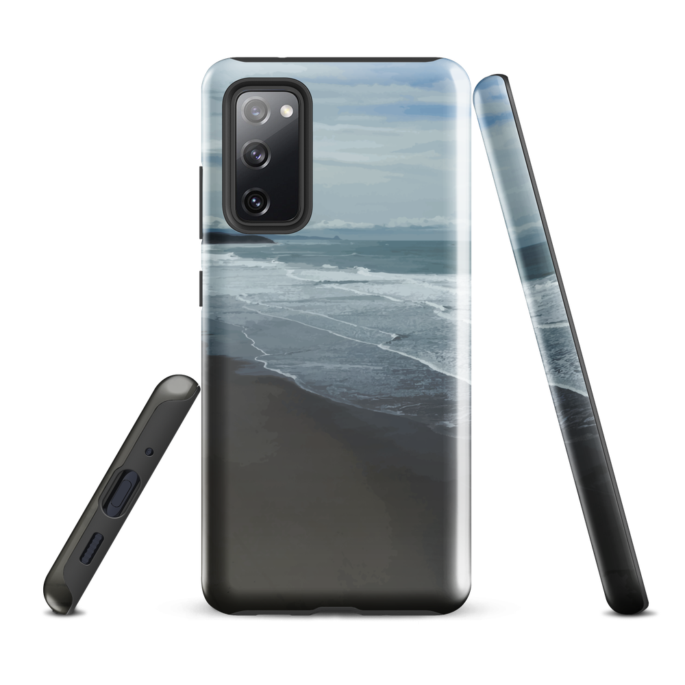 Phone case with a scenic photo of Riversdale Beach and ocean waves.