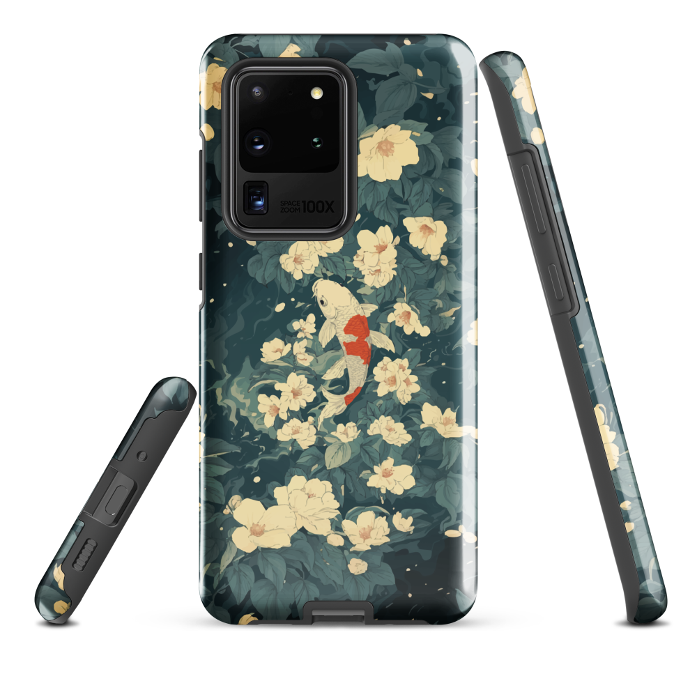 'Koi', a stunning phone case inspired by the graceful elegance of koi fish gliding through a peaceful pond.
