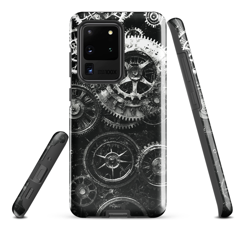 'Clockwork' Samsung phone case, a stunning fusion of gears, cogs, and vintage industrial charm. Inspired by the beauty of classic timepieces and steampunk aesthetics.