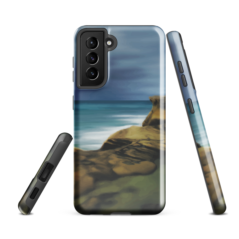 Castlepoint coastal phone case with cliffs, ocean and sky. New Zealand landscape art by designer Ben Hart.