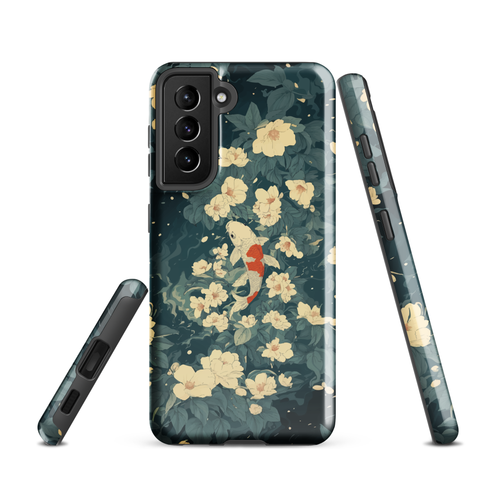 'Koi', a stunning phone case inspired by the graceful elegance of koi fish gliding through a peaceful pond.