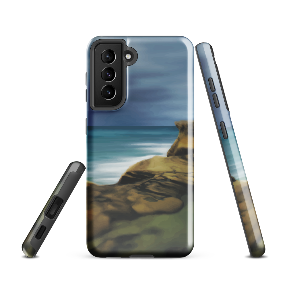 Castlepoint coastal phone case with cliffs, ocean and sky. New Zealand landscape art by designer Ben Hart.
