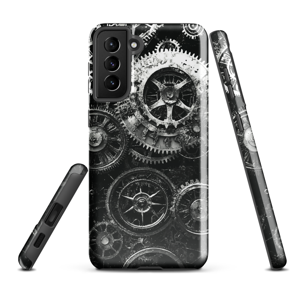 'Clockwork' Samsung phone case, a stunning fusion of gears, cogs, and vintage industrial charm. Inspired by the beauty of classic timepieces and steampunk aesthetics.
