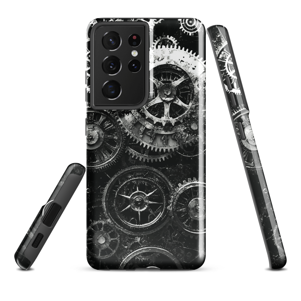 'Clockwork' Samsung phone case, a stunning fusion of gears, cogs, and vintage industrial charm. Inspired by the beauty of classic timepieces and steampunk aesthetics.