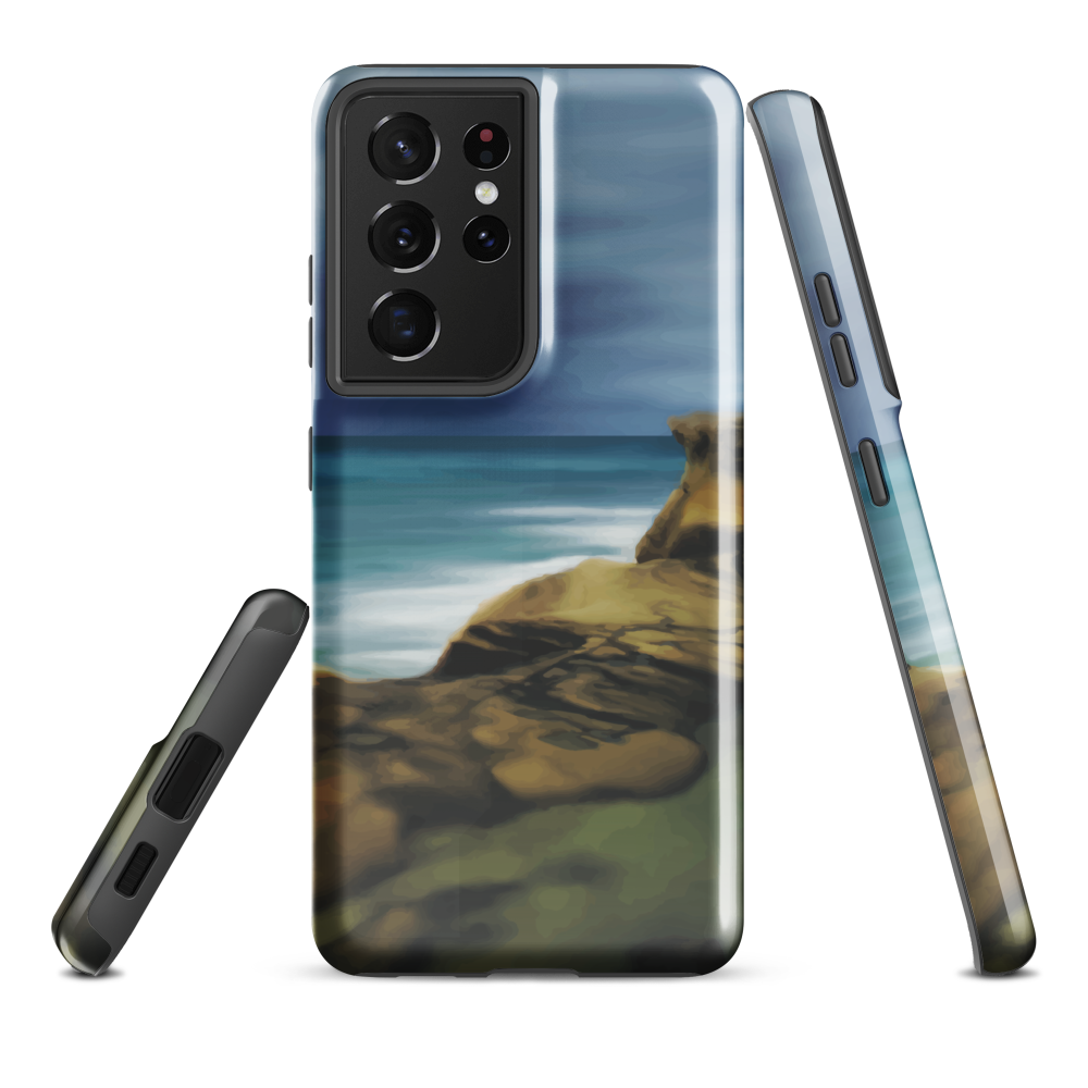 Castlepoint coastal phone case with cliffs, ocean and sky. New Zealand landscape art by designer Ben Hart.