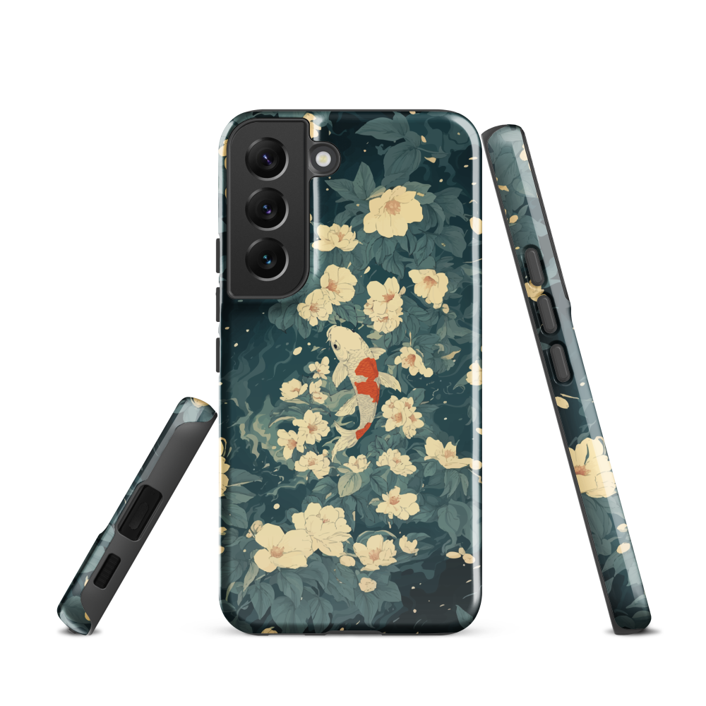'Koi', a stunning phone case inspired by the graceful elegance of koi fish gliding through a peaceful pond.