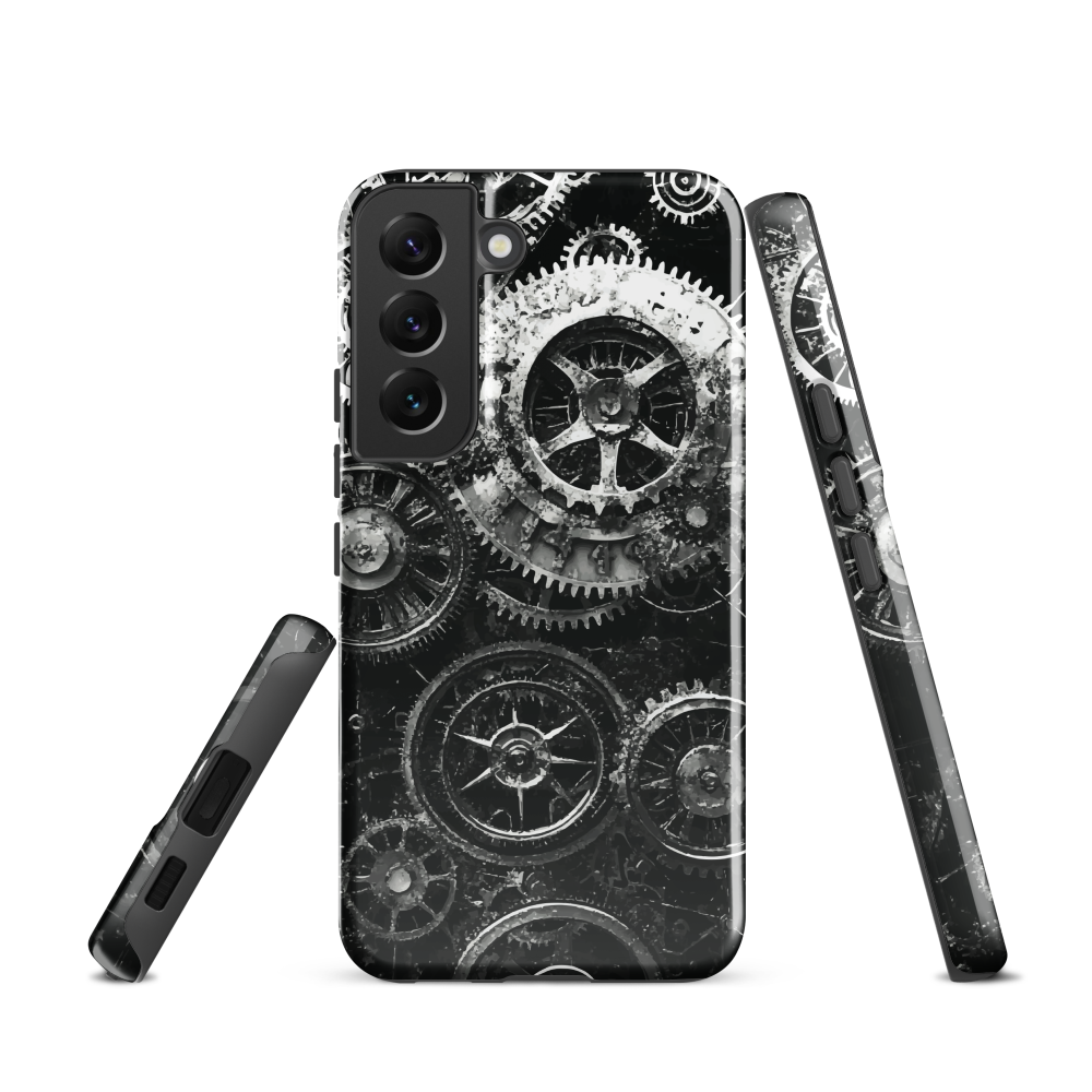 'Clockwork' Samsung phone case, a stunning fusion of gears, cogs, and vintage industrial charm. Inspired by the beauty of classic timepieces and steampunk aesthetics.