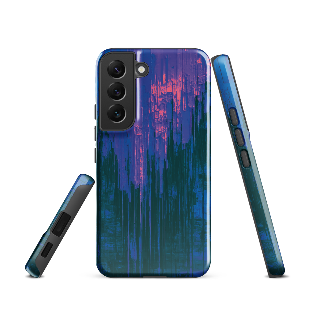 Digital Glitch Samsung case. This striking artwork features a dynamic distortion effect that mimics the visual chaos of a digital malfunction—glitchy lines, vibrant streaks, and pixel-like patterns merge into a futuristic aesthetic. It’s a perfect blend of modern design and edgy street style.
