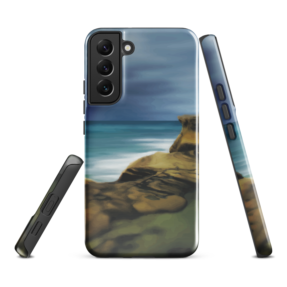 Castlepoint coastal phone case with cliffs, ocean and sky. New Zealand landscape art by designer Ben Hart.