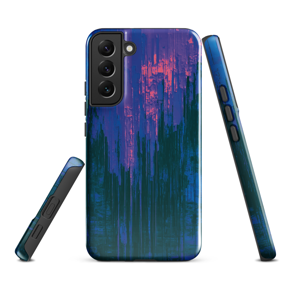 Digital Glitch Samsung case. This striking artwork features a dynamic distortion effect that mimics the visual chaos of a digital malfunction—glitchy lines, vibrant streaks, and pixel-like patterns merge into a futuristic aesthetic. It’s a perfect blend of modern design and edgy street style.