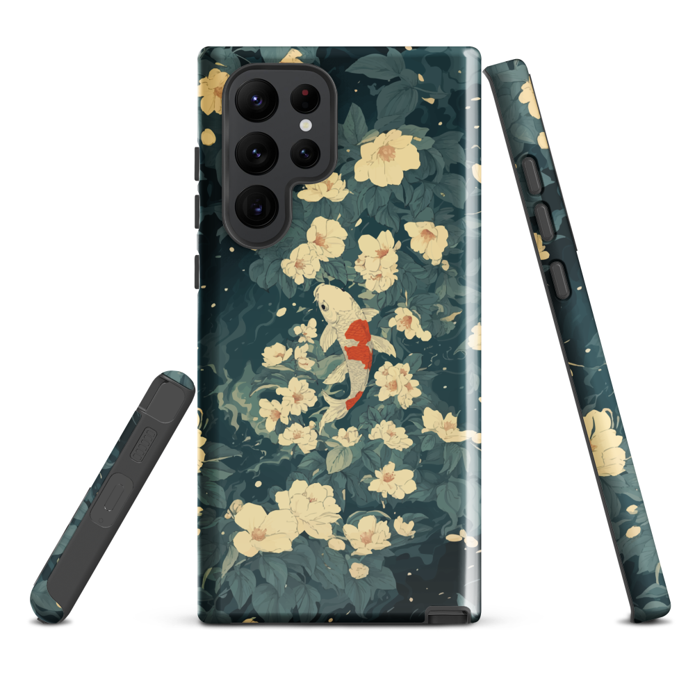 'Koi', a stunning phone case inspired by the graceful elegance of koi fish gliding through a peaceful pond.