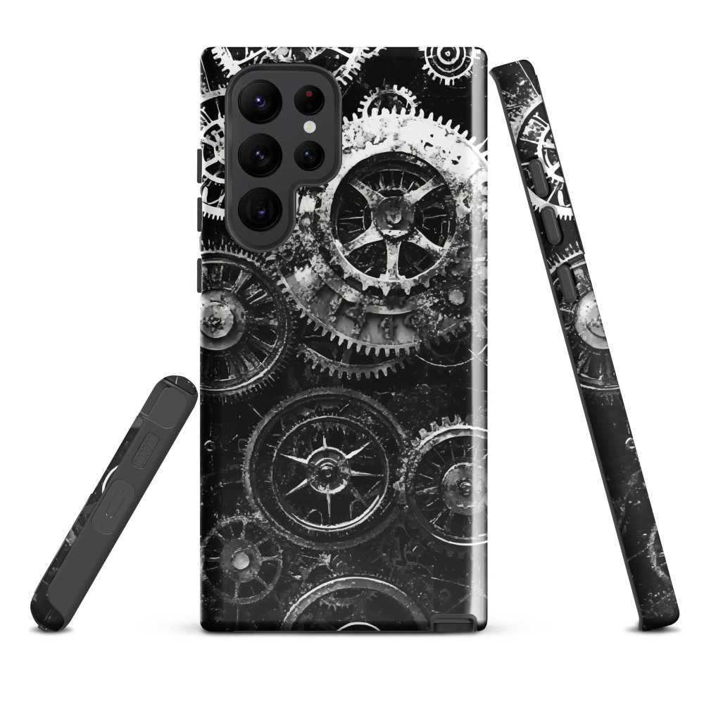 'Clockwork' Samsung phone case, a stunning fusion of gears, cogs, and vintage industrial charm. Inspired by the beauty of classic timepieces and steampunk aesthetics.