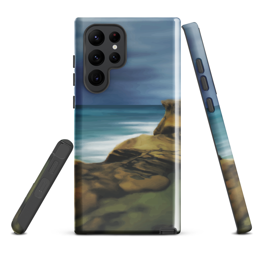 Castlepoint coastal phone case with cliffs, ocean and sky. New Zealand landscape art by designer Ben Hart.