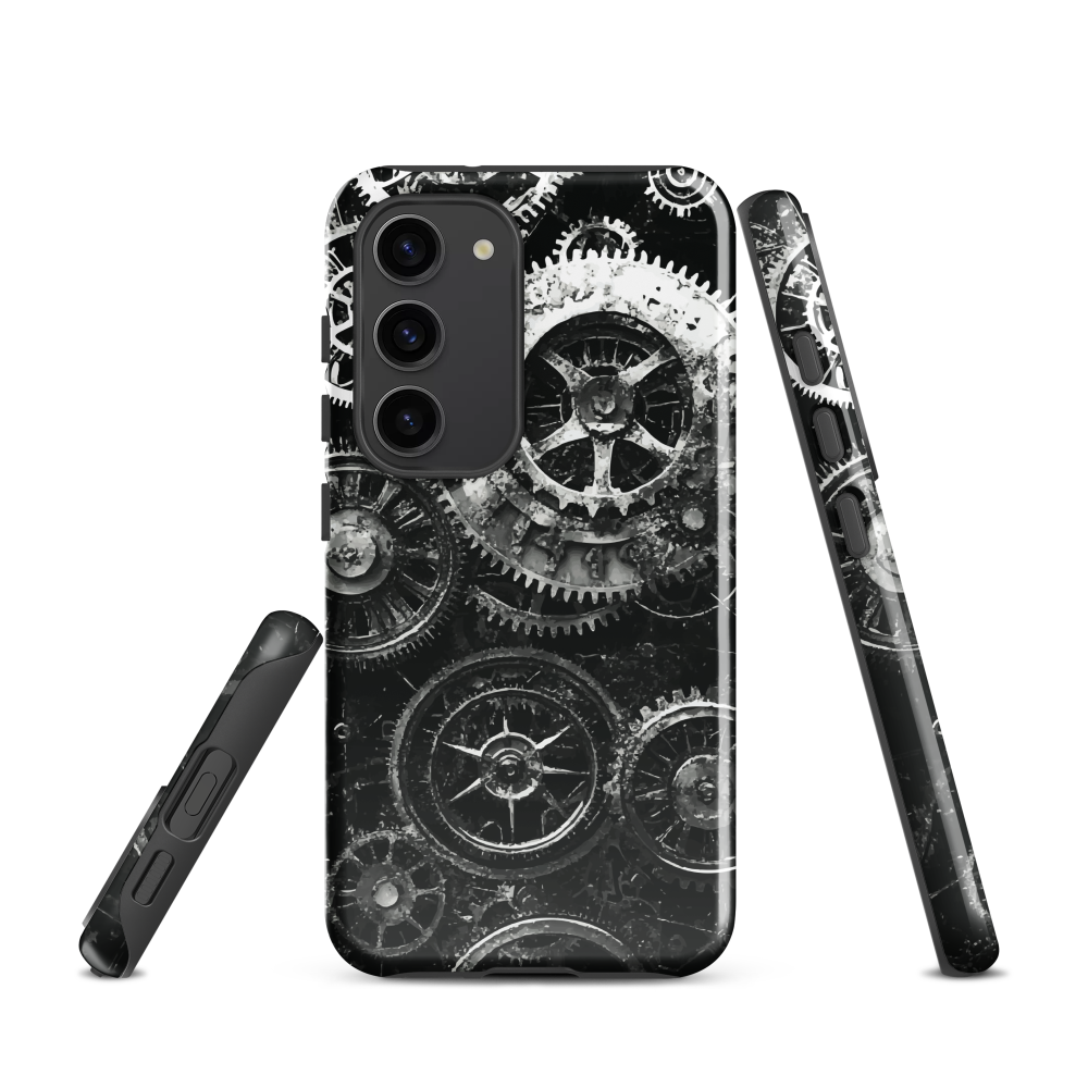 'Clockwork' Samsung phone case, a stunning fusion of gears, cogs, and vintage industrial charm. Inspired by the beauty of classic timepieces and steampunk aesthetics.