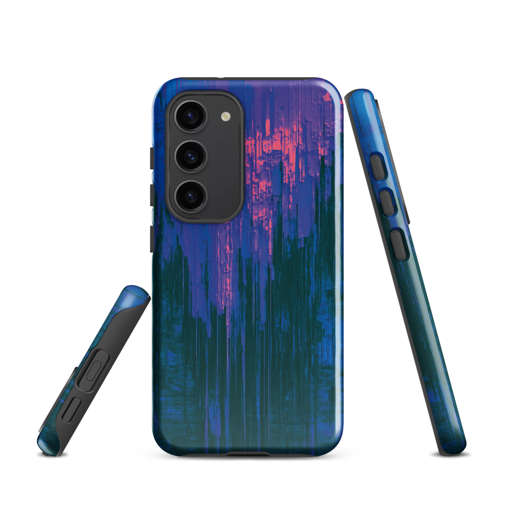 Digital Glitch Samsung case. This striking artwork features a dynamic distortion effect that mimics the visual chaos of a digital malfunction—glitchy lines, vibrant streaks, and pixel-like patterns merge into a futuristic aesthetic. It’s a perfect blend of modern design and edgy street style.