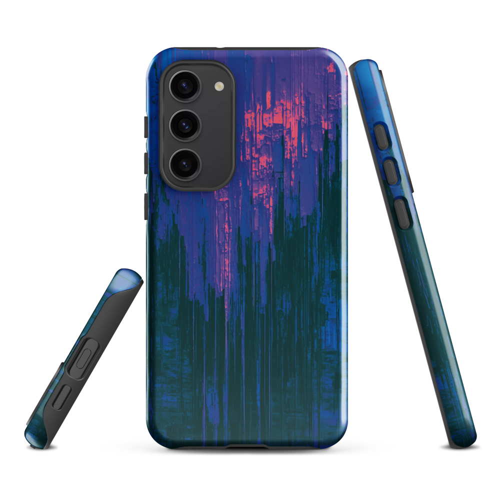 Digital Glitch Samsung case. This striking artwork features a dynamic distortion effect that mimics the visual chaos of a digital malfunction—glitchy lines, vibrant streaks, and pixel-like patterns merge into a futuristic aesthetic. It’s a perfect blend of modern design and edgy street style.