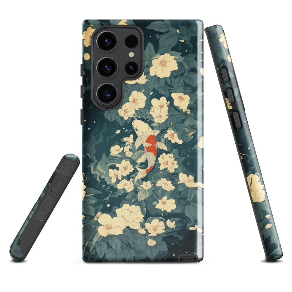 'Koi', a stunning phone case inspired by the graceful elegance of koi fish gliding through a peaceful pond.