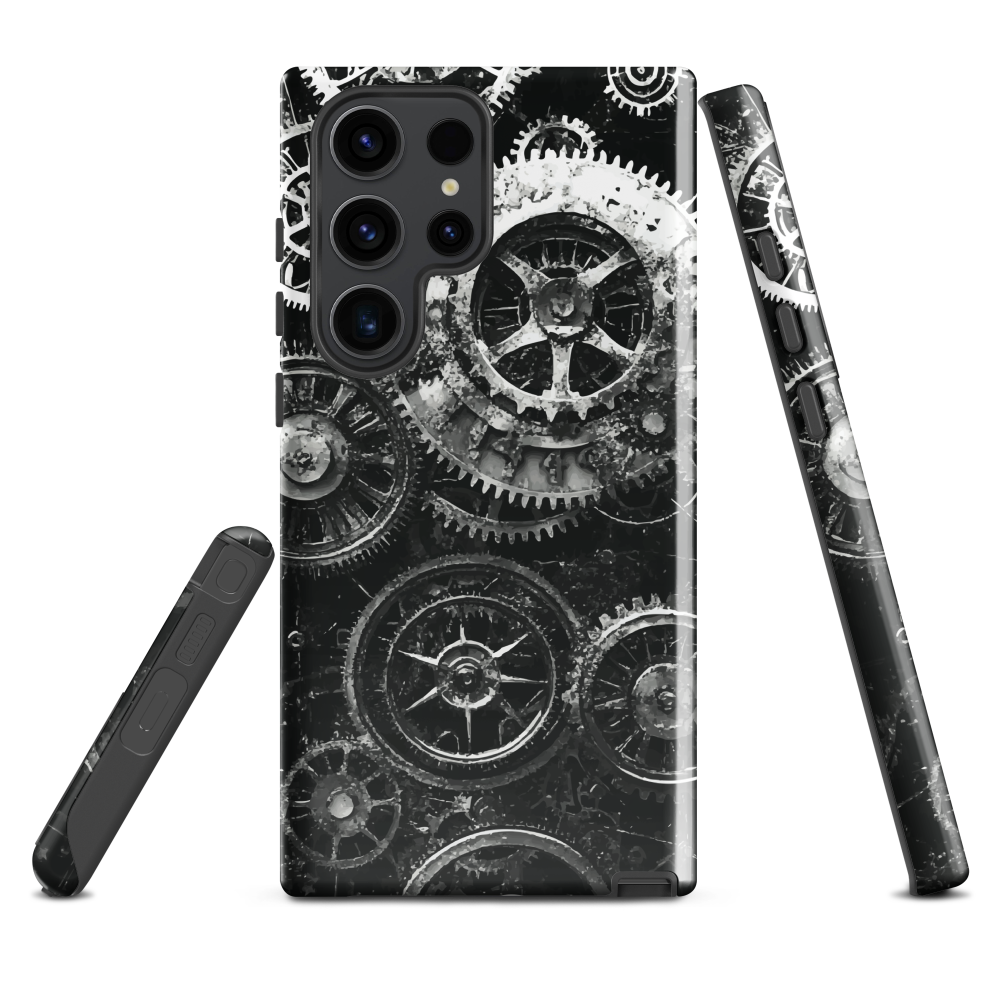 'Clockwork' Samsung phone case, a stunning fusion of gears, cogs, and vintage industrial charm. Inspired by the beauty of classic timepieces and steampunk aesthetics.