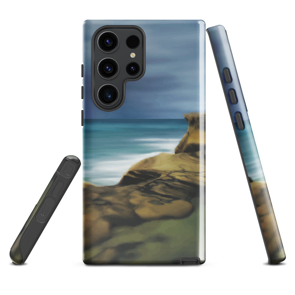 Castlepoint coastal phone case with cliffs, ocean and sky. New Zealand landscape art by designer Ben Hart.