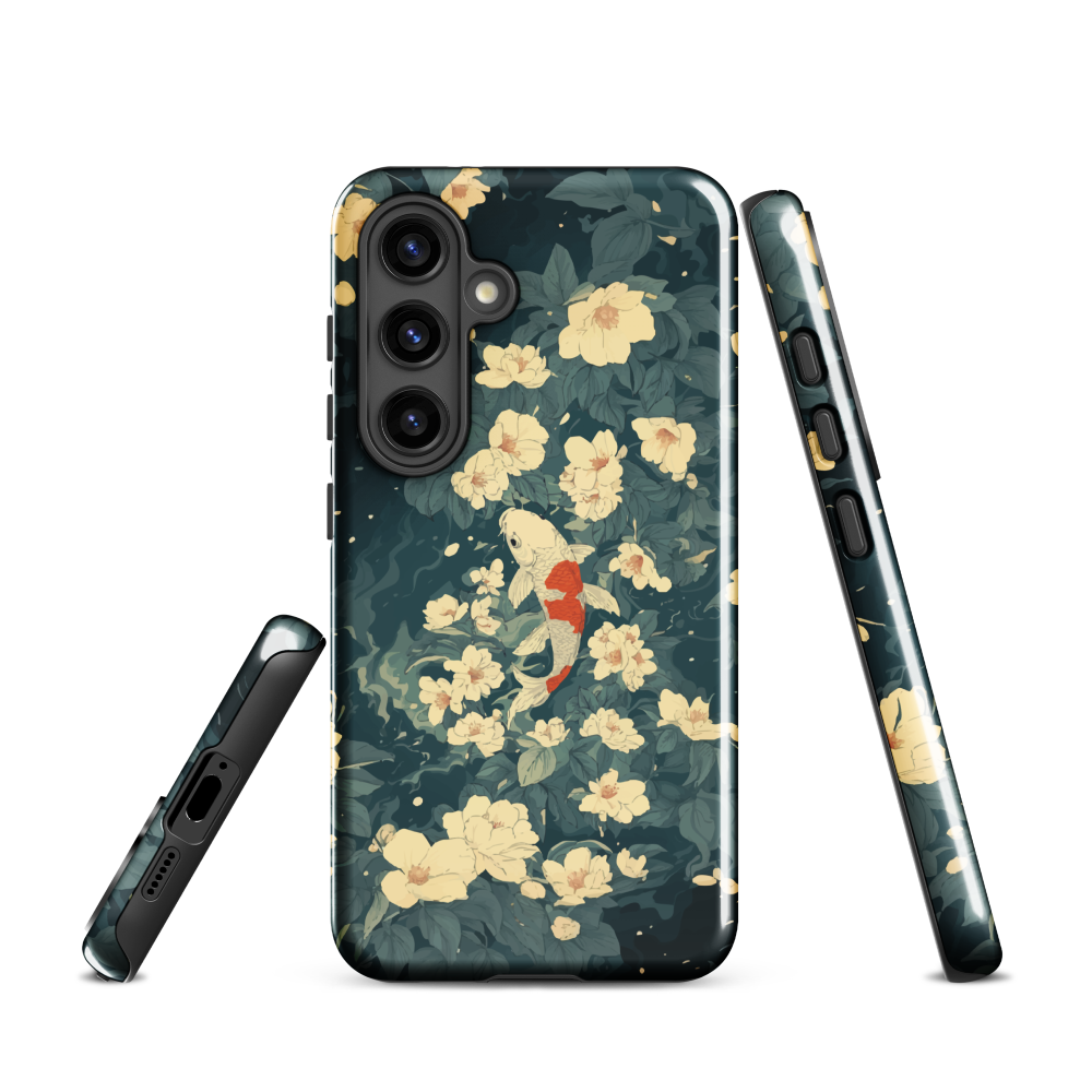 'Koi', a stunning phone case inspired by the graceful elegance of koi fish gliding through a peaceful pond.