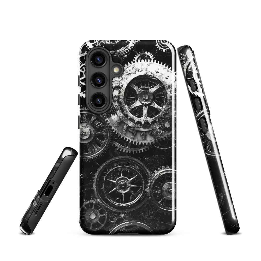 'Clockwork' Samsung phone case, a stunning fusion of gears, cogs, and vintage industrial charm. Inspired by the beauty of classic timepieces and steampunk aesthetics.