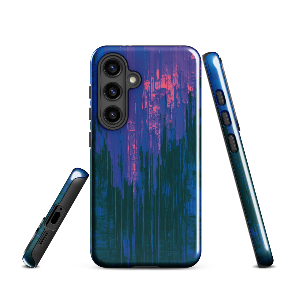 Digital Glitch Samsung case. This striking artwork features a dynamic distortion effect that mimics the visual chaos of a digital malfunction—glitchy lines, vibrant streaks, and pixel-like patterns merge into a futuristic aesthetic. It’s a perfect blend of modern design and edgy street style.