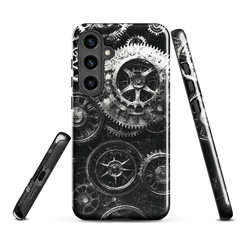 'Clockwork' Samsung phone case, a stunning fusion of gears, cogs, and vintage industrial charm. Inspired by the beauty of classic timepieces and steampunk aesthetics.