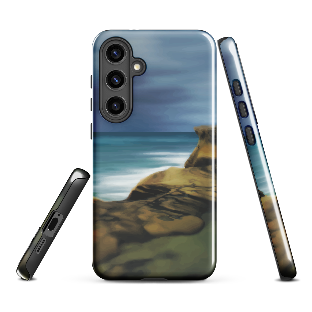 Castlepoint coastal phone case with cliffs, ocean and sky. New Zealand landscape art by designer Ben Hart.