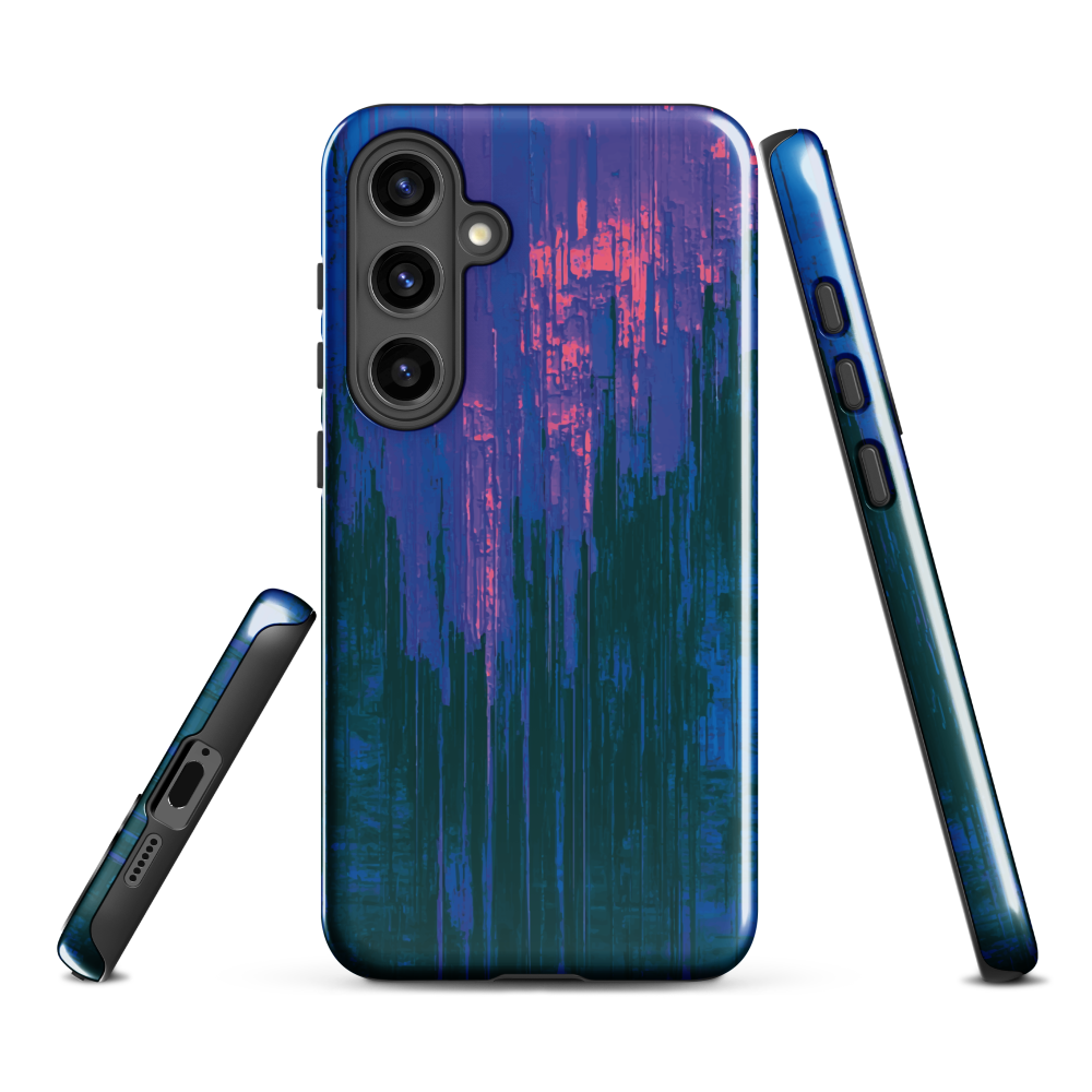 Digital Glitch Samsung case. This striking artwork features a dynamic distortion effect that mimics the visual chaos of a digital malfunction—glitchy lines, vibrant streaks, and pixel-like patterns merge into a futuristic aesthetic. It’s a perfect blend of modern design and edgy street style.
