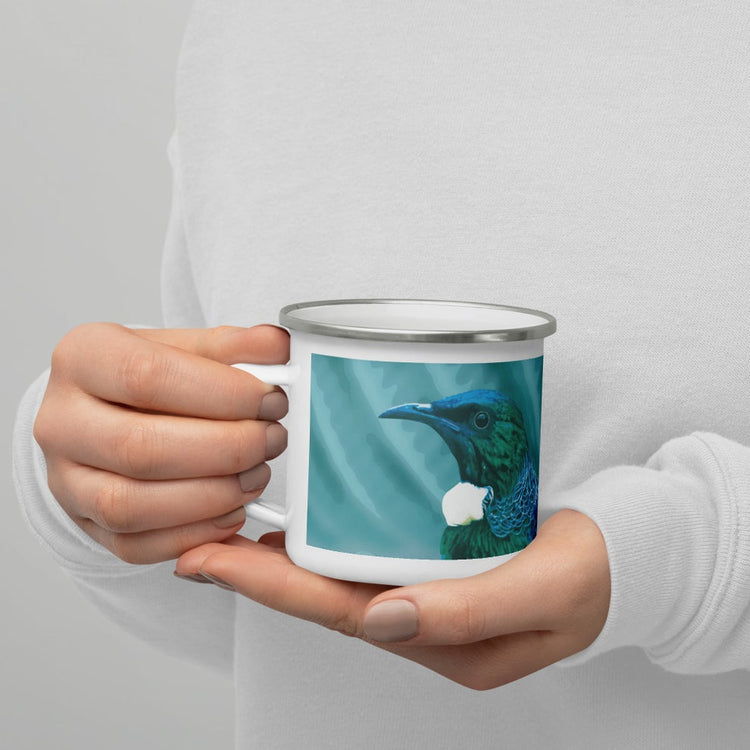 Original enamel mugs with NZ inspired art