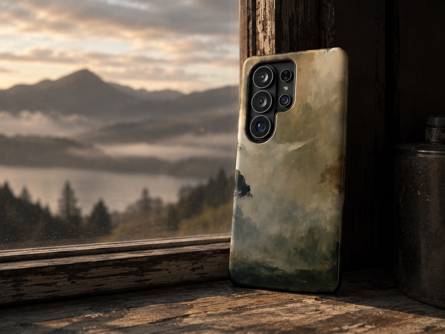 Half Light art series Samsung phone case designs, moody New Zealand landscape art