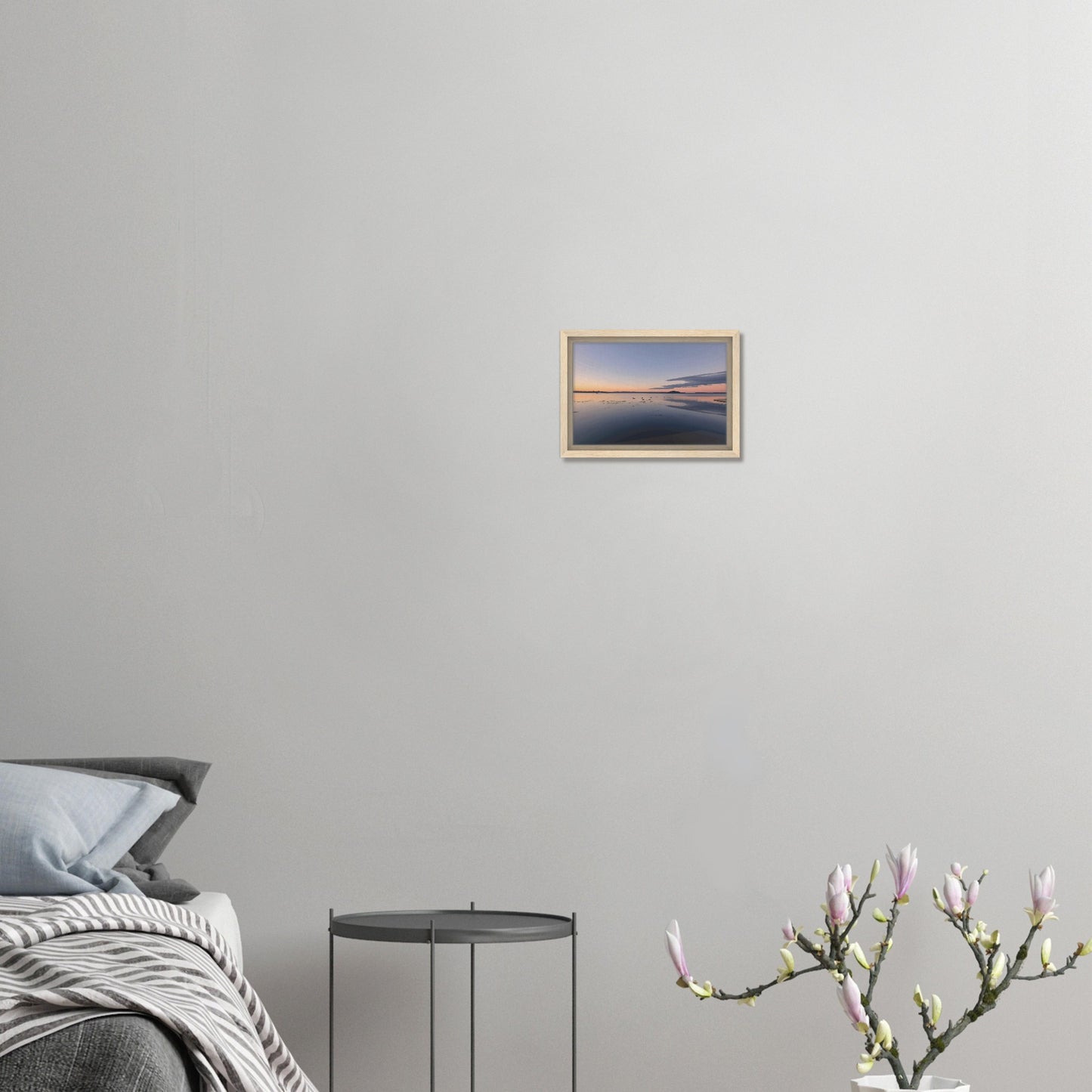 Peaceful Lake Rotorua at sunset with soft pastels, black swans and reflections in Whispers on the Lake by Ben Hart.
