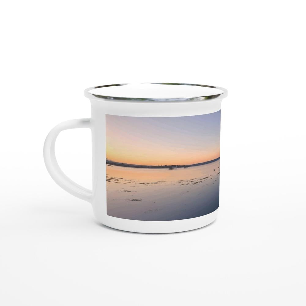 Designer enamel mugs with artwork by NZ designer