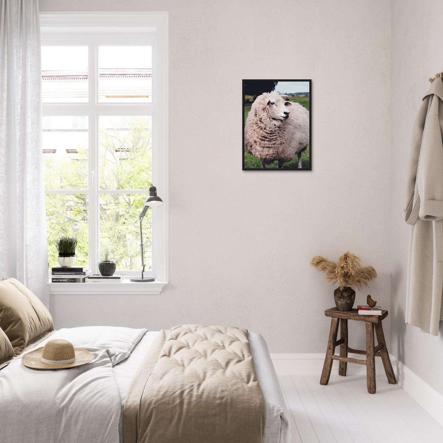 Close-up artwork of a fluffy sheep with a confident look, full of rural charm and Kiwi personality.