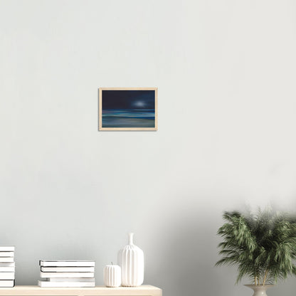 Moody artwork of an abstract sea with dark skies and light on the horizon, evoking calm and quiet transformation.