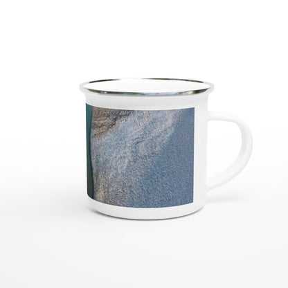 Designer enamel mugs with artwork by NZ designer