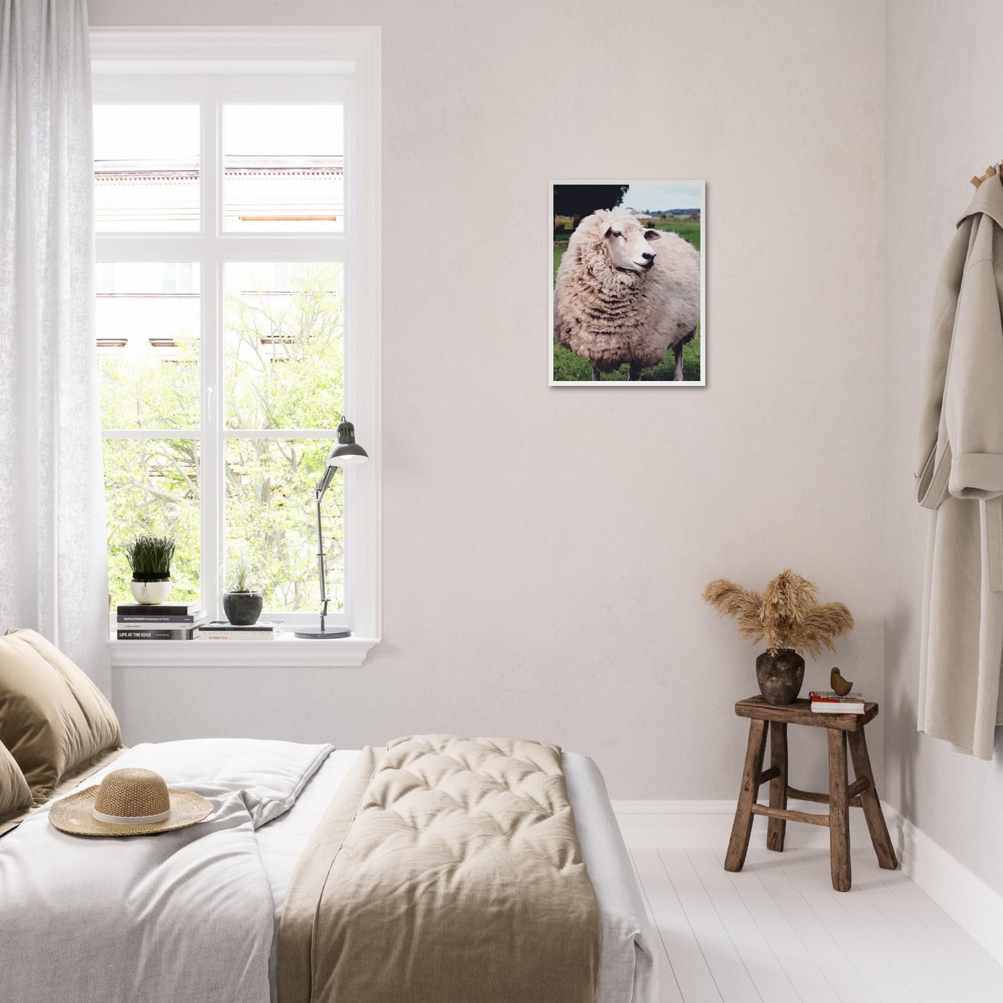 Close-up artwork of a fluffy sheep with a confident look, full of rural charm and Kiwi personality.