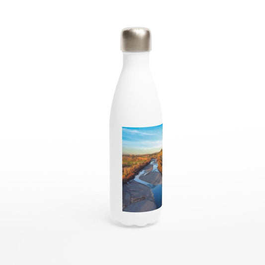 Designer stainless steel water bottle with original artwork by NZ designer
