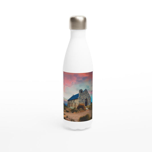 Designer stainless steel water bottle with original artwork by NZ designer