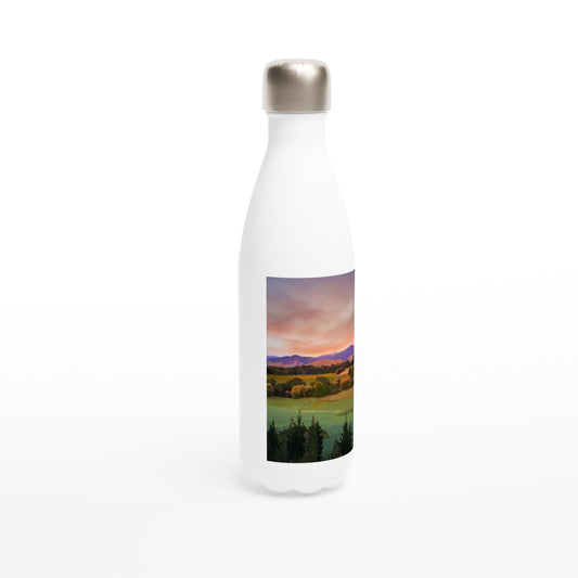 'Above the Pines' white 17oz stainless steel water bottle