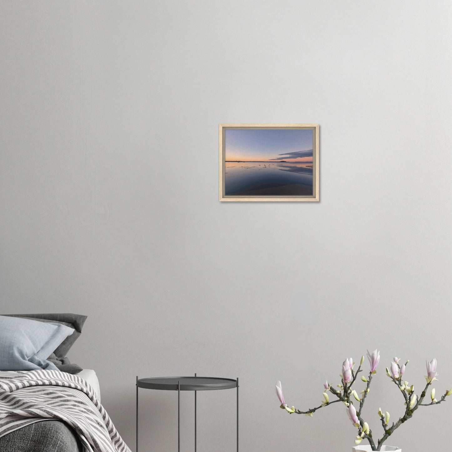 Peaceful Lake Rotorua at sunset with soft pastels, black swans and reflections in Whispers on the Lake by Ben Hart.