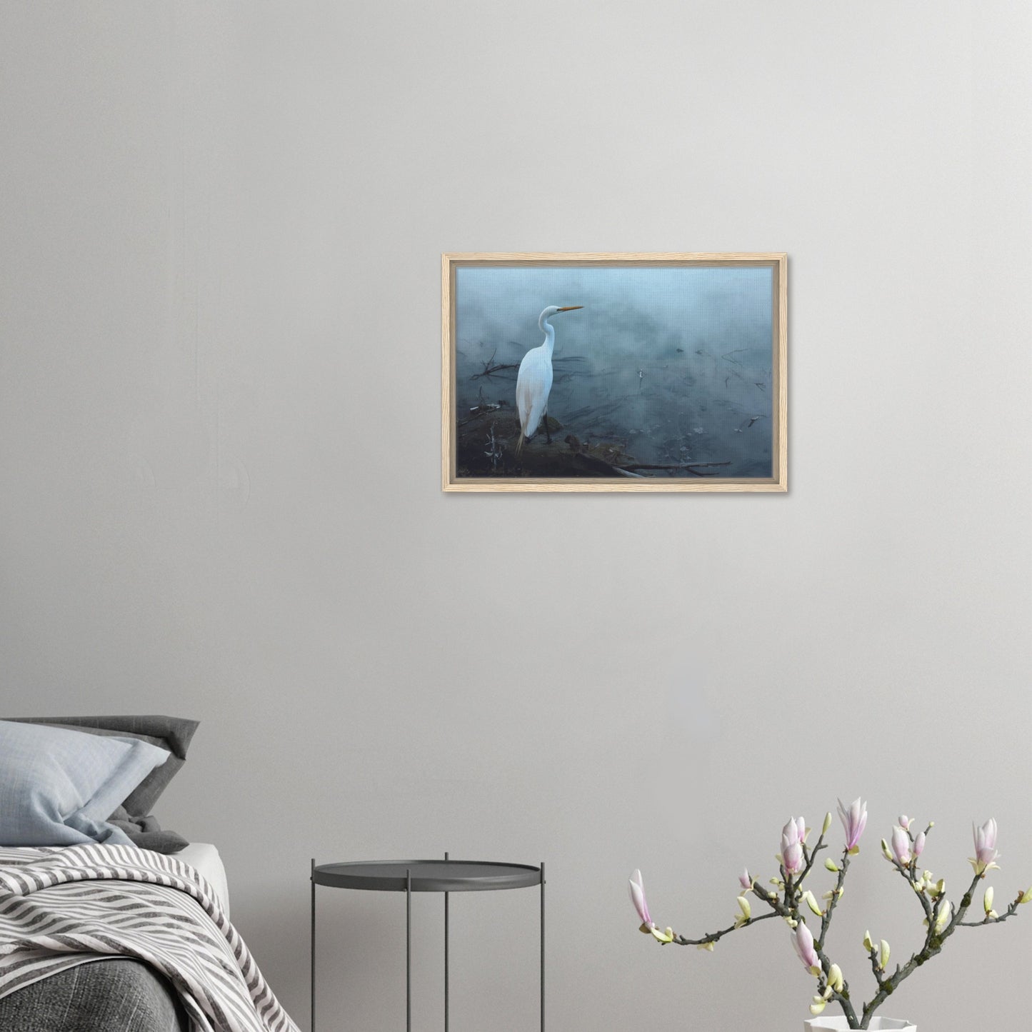 'Grace in the mist' captures the graceful presence of the Kōtuku (white heron) standing still on the edge of a steaming geothermal pool.