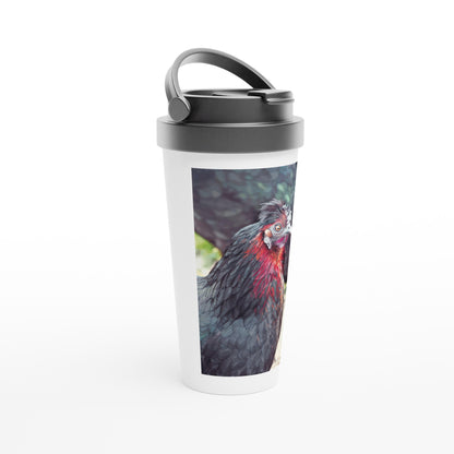 Designer stainless steel travel mug with artwork by NZ designer