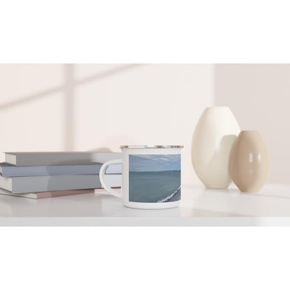 Designer enamel mugs with artwork by NZ designer