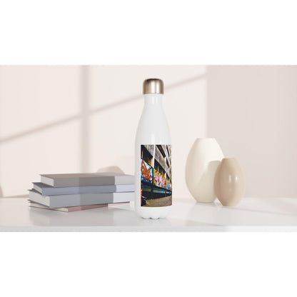 Designer stainless steel water bottle with original artwork by NZ designer