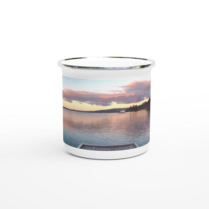 Designer enamel mugs with artwork by NZ designer